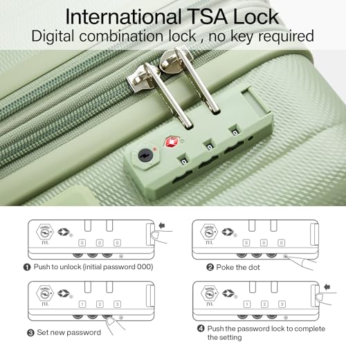20 Inch Expandable Carry on Luggage 22x14x9 Airline Approved (20 Inch EXT / Bamboo Green)