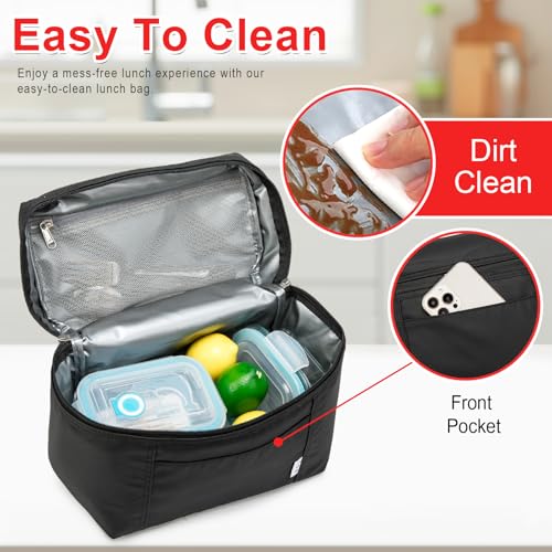 NOL Insulated Lunch Bags for Women Cooler Bag Lightweight Nylon Waterproof Lunch Box For Work (New black / Medium (8 Liters))