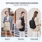 Hiking Travel Backpack for Women Casual Business Weekender Multilayer Laptop Bag (A-black / 16 Inch)
