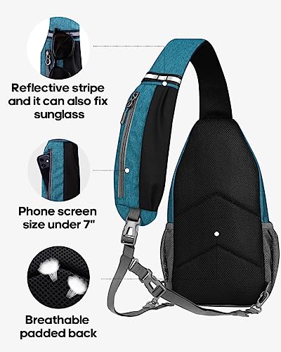 Crossbody Sling Backpack Sling Bag Travel Hiking Daypack (Peacock Blue(other Style) / Small)