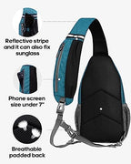 Crossbody Sling Backpack Sling Bag Travel Hiking Daypack (Peacock Blue(other Style) / Small)