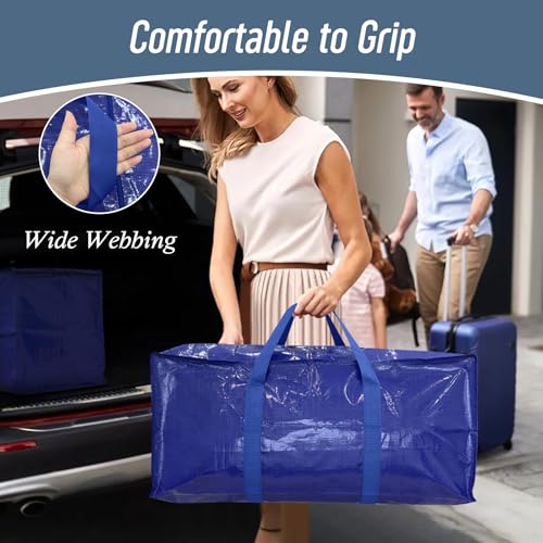 6 Pack Extra Heavy Duty Large Moving Bags with Strong Zipper (Blue / 6 Pack)