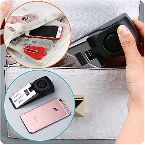 2 Packs Portable Door Stop Alarm & Door Lock (1 Black Lock & 1 Stopper)