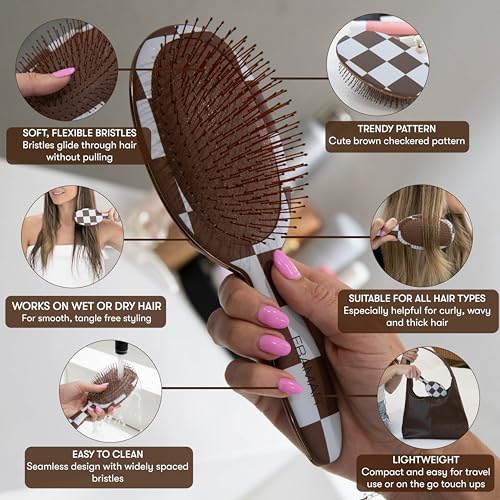 Hair Brush Detangler (Chocolate Checkered)