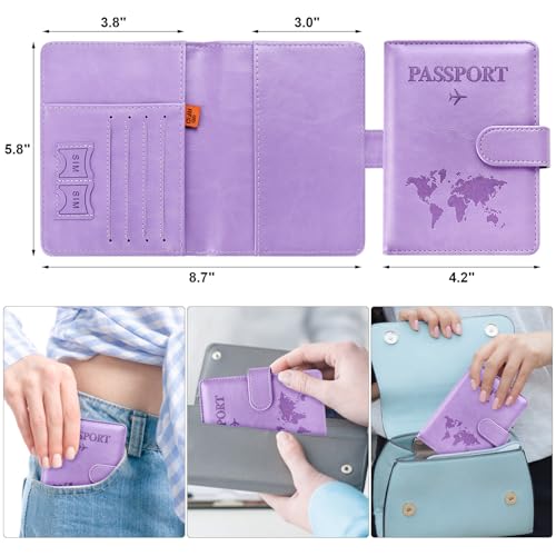 Passport Holder for Travel Essentials (Light Purple / Magnetic Clasp)