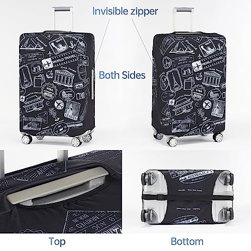Travelkin Luggage Covers For Suitcase Tsa Approved Suitcase Cover Protector (World Marks-Grey / XL)