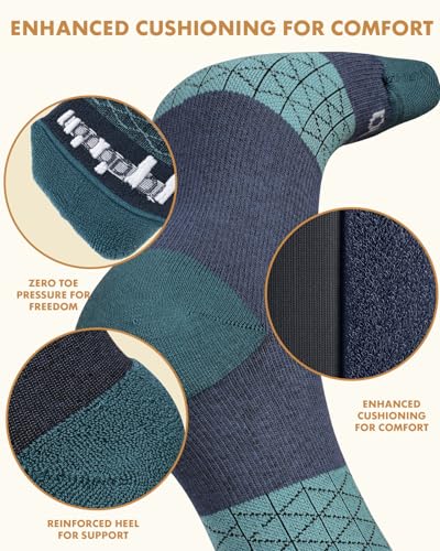 Thick Soft Cotton Compression Socks (Blue and Navy Blue / Large-X-Large)