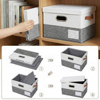 Storage Bins with Lids [3 (Grey & White / S(3-Pack))