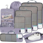 4 Set/6 Set/8 Set Compression Packing Cubes Travel Accessories Expandable Packing Organizers(HalfMesh,8-Dusty Purple) (8-Dusty Purple / Half Mesh)