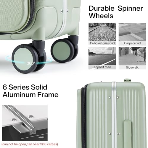 Grace Hard Shell Suitcases with Wheels (20 Inch-1 / Bamboo Green)