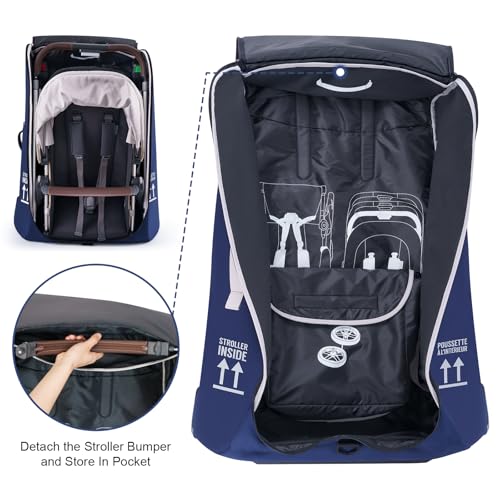Stroller Bag Stroller Travel Bag for Airplane Compatible with UPPAbaby Vista V1 V2 V3 (Navy)