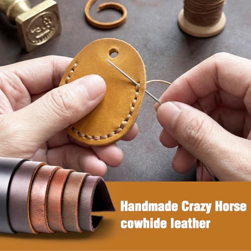 Genuine Leather Airtag Holder Compatible with Apple AirTag Keychain 2nd & 1st Gen (Light Brown)