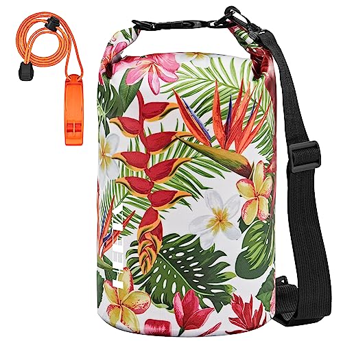 Waterproof Dry Bag Backpack with Emergency Whistle (40L / Flower)