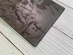 Handmade genuine Leather Wallet Map engrave (Smoke)