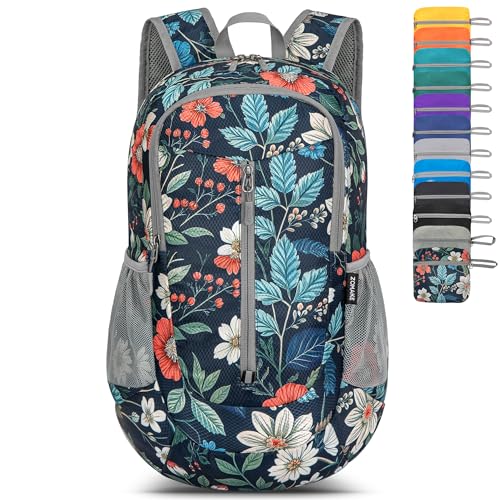 Lightweight Packable Backpack 25L (25L / Royal Blue, Floral)
