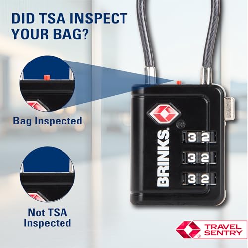 TSA Accepted Luggage Lock with 1.5" Long Cable Shackle (1.5" Shackle / Black)