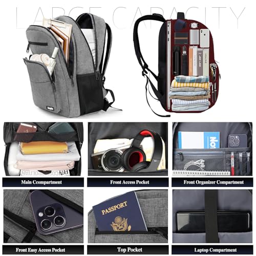 Backpack for Women Men (A6-grey2 / 17.3 Inch)