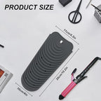 Heat Insulating Silicone Mat Pouch for Hair Straightener, Anti-Slip Travel Pad Cover for Curling & Flat Iron, Portable Styling Heat Mat Holder for Curler Wand and Hot Waver (Dark Gray)