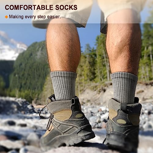 Men 6 Pack Athletic Compression Crew Socks for Running Gym Sports (11-13 / Gray Heather 3738)