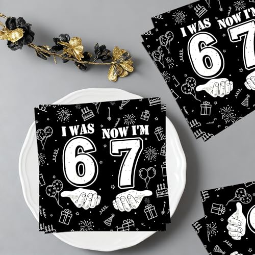 50Pcs I was 6 Now I'm 7 Napkins (6 7 Birthday)