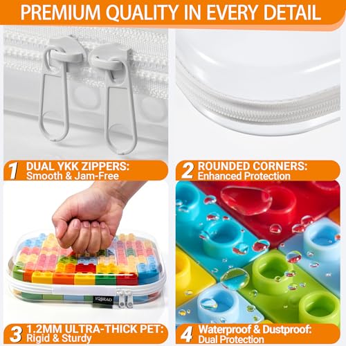 Clear Hard Shell Zipper Cases (White / 4 Pack(M))