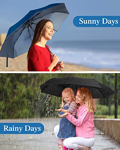 4 Pack Umbrellas for Rain (Navy Blue, Black)
