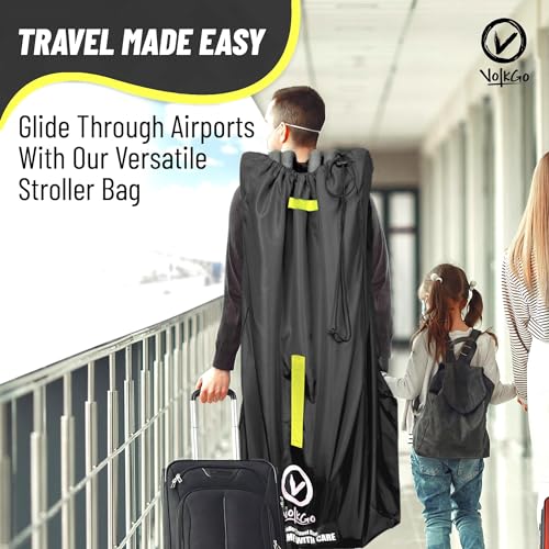 XL Stroller Travel Bag for Airplane with Backpack Shoulder Straps (Black)