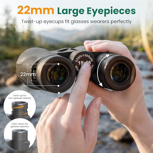 15x56 Binoculars for Adults High Powered Cruise Ship Bird (Black)