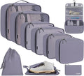 10 Set Packing Cubes Various Sizes Packing Organizer for Travel Accessories Luggage Carry On Suitcase (10-Grey / 10 Set-full Mesh)