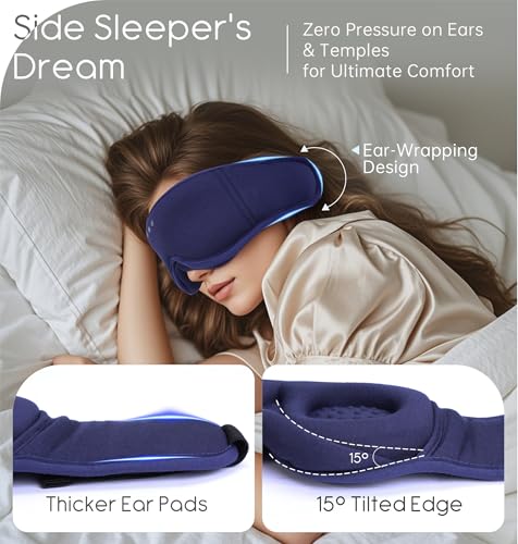 Sleep Mask with Headphones Bluetooth 5.4 (Blue)