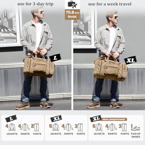 Canvas Duffle Bag (Coffee / X-Large-60L (Without Shoe Compartment))