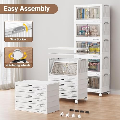 180Qt Stackable Storage Bins with Lid (White / 45QT-4Pack)