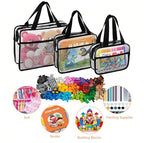 3PCS Clear Travel Toiletry Bags with Handles & Pocketfor Men Women (Black Clear)