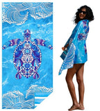 Microfiber Beach Towel (Turtle Waves / 32x71 inch)