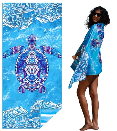 Microfiber Beach Towel (Turtle Waves / 32x71 inch)