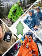 Hooded Rain Poncho Waterproof Raincoat Jacket for Men Women Adults (One Size / Light Green 1 Pack)