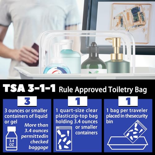 16 Pack Waterproof Cosmetic Bag TSA Approved Toiletry Bag (16pcs White L)