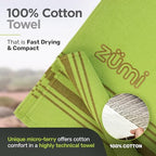 MINI 100% Cotton Camping Travel Towel (Green Mini)