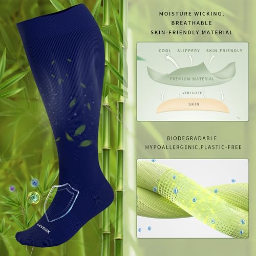 Plus Size Compression Socks for Women & Men Wide Calf 15 (5X-Large / 3 Pairs-black/Grey/Blue)