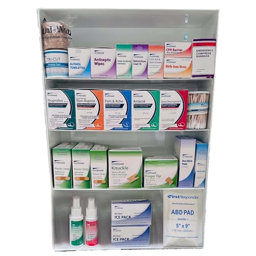 4 Shelf Restaurant Metal 1st Aid Cabinet Class B (4 Shelf Cabinet / Class B with tablets | With Cabinet)