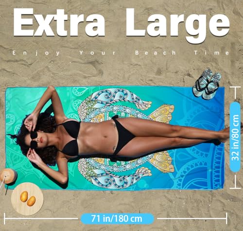 Microfiber Beach Towel (4 Pack Turtle Whale Freedom / 32x71 inch)