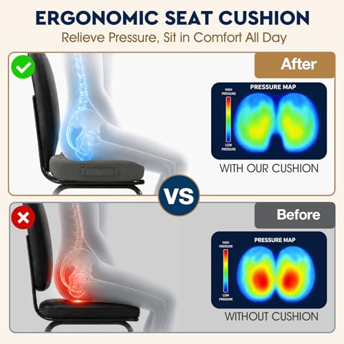 Seat Cushion Memory Foam Office Chair Cushion (Large / Grey)
