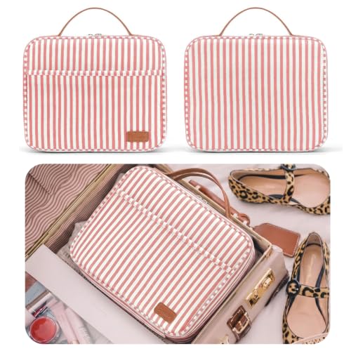 Hanging Travel Toiletry Bag (Pink Strip)