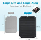 Oversize 15.7" x 11.8" Heat Resistant Mat, Portable Travel Silicone Heat Mat for Curling Irons, Flat Irons, Hair Straightener and Hot Hair Styling Tools, Hot Iron Holster, Vanity Pad with Ties Black