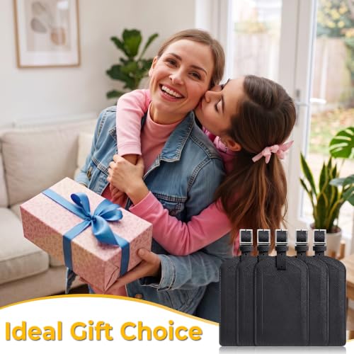 5 Pack Luggage Tags for Suitcases (Classic Black)
