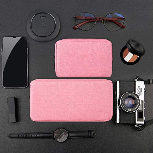 2 PACK Accessories Bag for Women Ladies Travel Organizer (Pink)