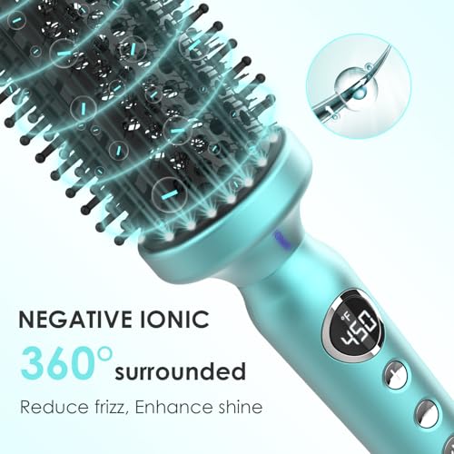 1 3 4 Inch Thermal Brush Negative Ion Heated Round Brush Dual Voltage 12 Temperature Settings Curling Hairbrush for Long Hair (1.75 Inch Barrel (2.3 Inch with Bristles))