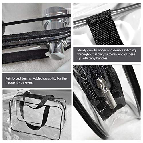 6Pcs Crystal Clear PVC Travel Toiletry Bag Kit for Women Men (6pcs Black / 1 Large, 2 Medium, 3 Small)