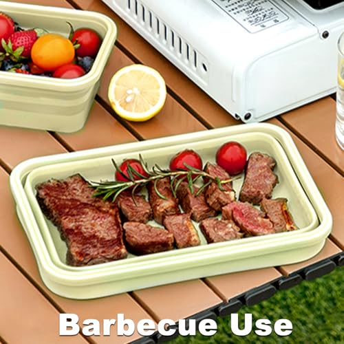 Collapsible Silicone Food Storage Containers Set with Lid & Air Ven (2x2000ml Green)