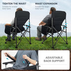 Oversized Folding Camping Chair for Adults with Adjustable Lumbar Support (Black / Lumbar Support Back)